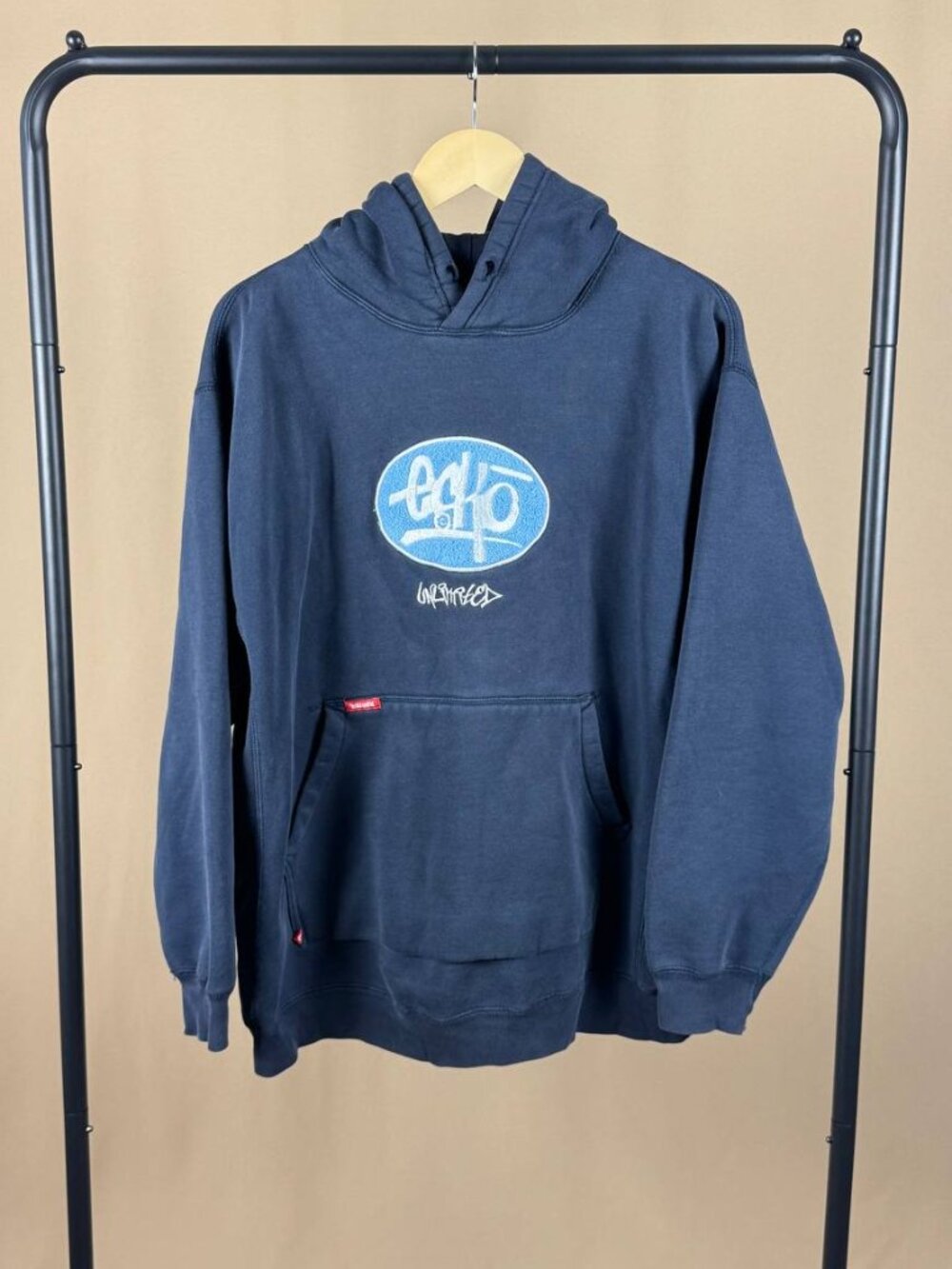 Vintage Ecko Unltd Navy Distressed Graphic Pullover Hoodie Men’s Size Large